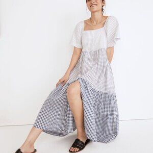Madewell patchwork gingham dress